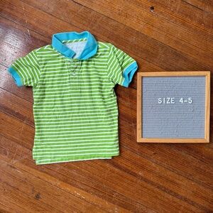 Kelly's Kids Green and Blue Striped Polo Shirt EUC- size 4/5